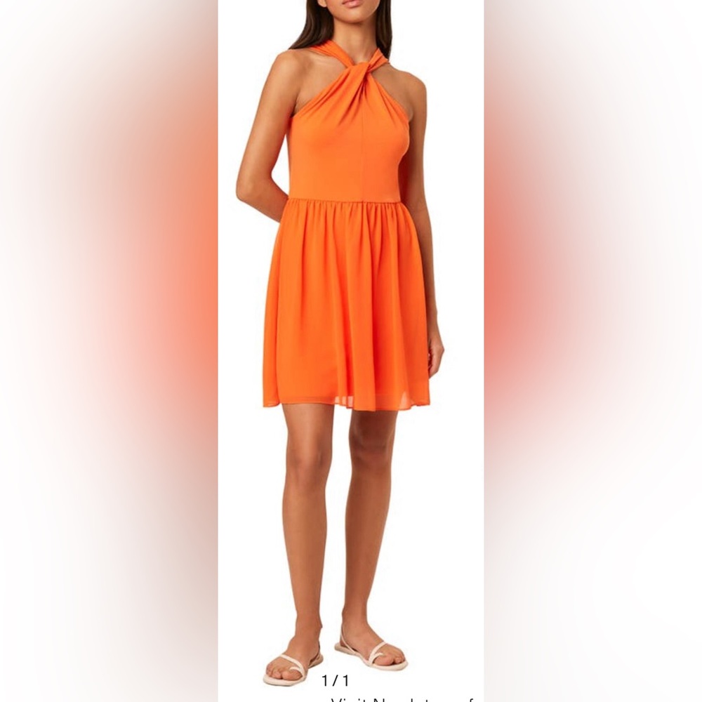 French Connection Orange Panthea Halter Dress Size 4 (XS) NWT